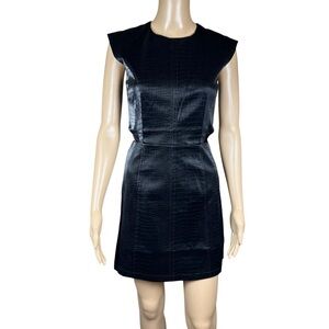 NWT New $138 French Connection Croc-Embossed Cut Out Black Mini Dress Size 0